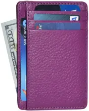 Leather Minimalist Wallet for Men & Women RFID Front Pocket Leather Card Hold...