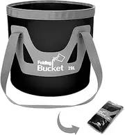 Collapsible Bucket with Handle,20L Camping Water Storage Container Portable Folding Bucket,Ultra Lightweight for Fishing, Camping, Hiking, Backpacking, Outdoor Survival, Car Washing (Black)