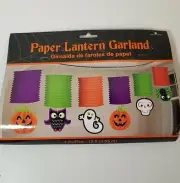 Halloween Paper Lantern Pumpkin Garland, 12', Jack-O-Lantern Hanging Decoration