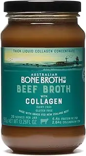 Beef Broth with Collagen Concentrate - Instant bone broth beverage boosted with grass-fed collagen.Halal, Gluten, Dairy Free, No Spices or Herbs.