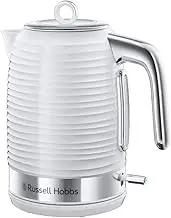 Russell Hobbs Inspire 24360-70 Kettle [1.7 L, 2400 W] White with High-Gloss Structure (Quick Boil Function, Removable Limescale Filter, Water Level Indicator, Removable Lid)