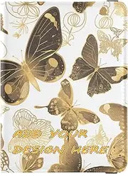 [miaozhen] custom Leather Passport Holder Covers Case Black Gold Butterfly customized Vaccine Card Holder Cover Combo Passport Cover Holder Wallet Case Ultra Slim, Black gold butterfly