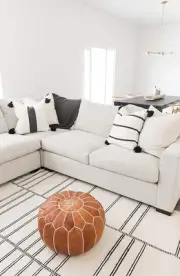 Moroccan Pouffe Genuine Handmade Boho Brown Handstiched Pouf