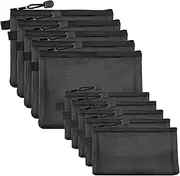 10 Pcs Black Mesh Zipper Pouch Bags Purse Organizer Pouches Cosmetic School Office Supplies and Travel Accessories for Women Men. (Black)