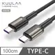 【KUULAA】iPhone 15 傳輸線 PD快充線 Type-C to Type-C 充電線 iPad 平板 3A-1M (銅灰)