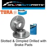 Front Slotted+Dimpled Disc Rotors + Bendix Brake Pads for Holden VT VX VU VY VZ