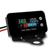 IPX7 Waterproof Battery Monitor with Bracket 7-100V,Car Motorcycle Golf Cart Battery Meter Buzzer Alarm & Temperature Black