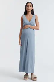 Fluid Jersey Slip Dress (Suede Blue)