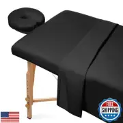 Saloniture 3-Piece Flannel Massage Table Sheet Set - Soft Cotton Facial Bed C