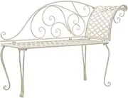 Garden Chaise Lounge 128 cm Metal Antique White, Ergonomic Outdoor Furniture for Deck & Patio, Weather Resistant