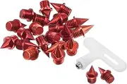 uxcell 1/4 Inch Carbon Steel Track Spikes, 20 Pack Sports Shoes Spikes Replacement Accessories with Spike Wrench for Long Jumping Running, Red
