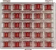 Janome Red Sewing Machine Bobbins with Storage Case - 25 Count