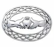 Jewelry Trends Sterling Silver Irish Claddagh with Celtic Knotwork Brooch Pin