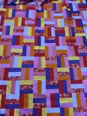 VTG Handmade Cotton Fabric Patchwork quilt top 66”X 86”