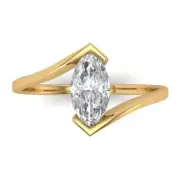 Yellow Gold Solitaire Anniversary Ring, 2 ct Marquise Cut Simulated Diamond