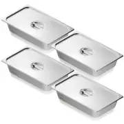 VEVOR 4 Pack Hotel Pans, Full Size Anti-Jam Steam Pan with Lid, 0.8mm Thick S...