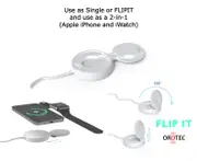 Orotec FLIPIT 15W 2-in-1 MagSafe Wireless Charger for iPhone & Apple Watch, White