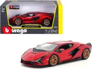 Lamborghini Sian FKP 37 Candy Red with Copper Wheels 1/24 Diecast Model CARZ