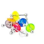 14ga Tongue Piercing Barbells with Acrylic Doughnut 7 Pack