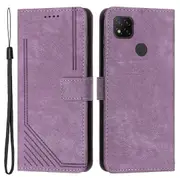 For Xiaomi Poco C31 / Redmi 10a / 9c / 9c Nfc Lines Imprint Phone Case Leather Wallet Stand Drop-proof Cover