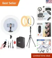 18-inch Ring Light with Stand, 65W Big Adjustable 3200-5500K LED Ringlight wi...