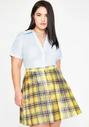 [Sugar Thrillz] Plus Frenemies Forever Plaid Skirt