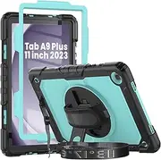 [Herize] Galaxy Tab A9+ Case Samsung Tab A9 Plus 11 Inch Cover 2023 SM-X210/X215/X216 with Screen Protector | Heavy Duty Shockproof Cover W/Penci Holder Stand Hand Strap Shoulder Strap for Kids
