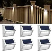 JSOT Outdoor Solar Lights, Solar Powered Deck Lights, Waterproof Outside Lights for Garden Backyard Patio Yard Fence Post Stair Step Wall Railing Lighting, 3LED Cool Light 6 Pack
