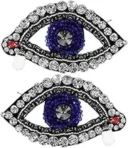 HOODANCOS 2Pcs Rhinestone Eye Patch Decorative Hat Accessories for Clothes Bags and Shoes Delicate Beaded Applique for DIY Crafts and Tailoring Use