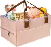 Baby Nappy Caddy Organiser - Felt Baby Diaper Caddy Nursery Storage Wipes Bag -