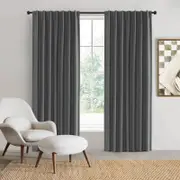Sherwood Home 100% Blockout Concealed Tab Top Curtain Pair Pepper 180x223cm
