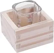 1 Set Sake Glass Tea Mug Traditional Sake Cup Clear Sake Cup Sake Bottle with Square Wood Container Glass Wine Glasses Saki Cup Set