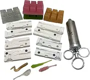 FusionX Fishing Lures Crappie Soft Plastic Fishing Lure Making KIT - 4 MOLDS, Injector, 4 Colors Resin - FusionX Fishing InjeX - Great for Perch and Panfish