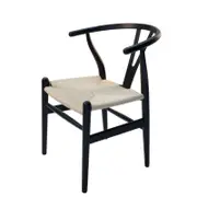 SK Designer Living | Replica Hans Wegner Wishbone Chair | Black Frame & Natural Seat