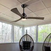 1320mm 52" Ceiling Fan with Remote Control Ceiling Fans Wooden Blades Matt Black & Ebony