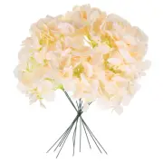 10Pcs Artificial Silk Hydrangea Flower Heads with Stems for Decor, Champagne
