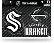 Rico Industries NHL Seattle Kraken Carbon Fiber Team Magnet Set 8.5" x 11" - Home Décor - Regrigerator, Office, Kitchen
