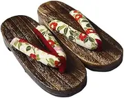[DYZANOROKY] Women's Clogs, Paulownia Clogs, Japanese Pattern, Floral Pattern, Cherry Blossom, Non-slip, Easy to Walk, Cute, Yukata, Kimono, Festivals, Fireworks, Evening Cooling, Summer Festival, 9.4