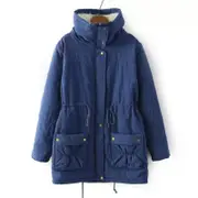 Catzon Women's Mid Length Winter Coat Thickened Warm Lamb Wool Lined Jacket-Royal Blue