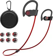 [JOYWISE] Bluetooth Headphones Wireless Earbuds 16H Playtime Wireless Headphones IPX7 Waterproof Bluetooth 5.3 Running Ear Buds with Mic Stereo in Ear Earphones Sound Isolation for Workout, Sports Red
