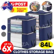 up 6x Foldable Storage Box Crushed Steel Frame Clothes Quilt Toys Organizer 84L