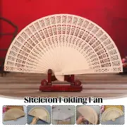 Bamboo Wooden Folding Hand 10pcs Held Fan Carved Flower Hollow Fan Party Decor