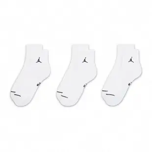 【NIKE 耐吉】襪子 Jordan Everyday 白 黑 短襪 吸濕 排汗 喬丹 白襪 3雙入(DX9655-100)