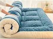 Futon Mattress Roll Up King Size Floor Bed Tatami Foldable Soft Pressure Reducing Breathable Double Futon Mat Student Dormitory Home UE-MAOLU(Blue,135 * 200CM)