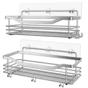 Dracelo Shower Caddy Basket Shelf 11.02" Stainless Steel Silver Grey (Pack of 2)