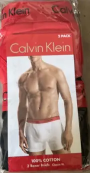 Authentic Calvin Klein 2 pack Classic Fit Boxers Briefs 100% Cotton Sz XL