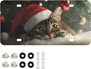 AIXIWAWA License Plate Christmas Cat Print for Automobile Front Rear 12x6 in Standard Aluminum Alloy Metal Car Tags Decorative Plates