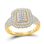 0.25cttw Diamond Engagement Octagon Shape Cluster Ring 10k Yellow Gold