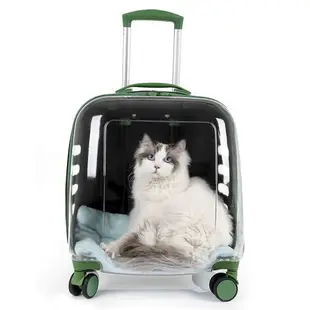 寵物外出包 網紅貓咪透明拉桿箱狗狗太空艙便攜式外出背包大容量貓狗包行李箱 完美家居