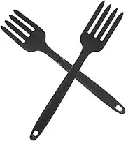 Cabilock 2Pcs Nonstick Silicone Pasta Forks Ergonomic Cooking Utensils for Noodles Salads More Safe Comfortable Grip for Stirring Serving